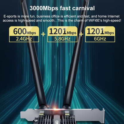 COMFAST CF-AX181 PRO 3000Mbps Tri-band + Bluetooth 5.2 Wireless WiFi6E PCI-E Network Card with Heat Sink - USB Network Adapter by COMFAST | Online Shopping UK | buy2fix