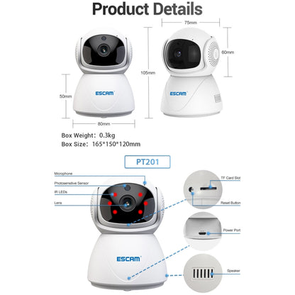 ESCAM PT201 HD 1080P Dual-band WiFi IP Camera, Support Night Vision / Motion Detection / Auto Tracking / TF Card / Two-way Audio, EU Plug - Security by ESCAM | Online Shopping UK | buy2fix