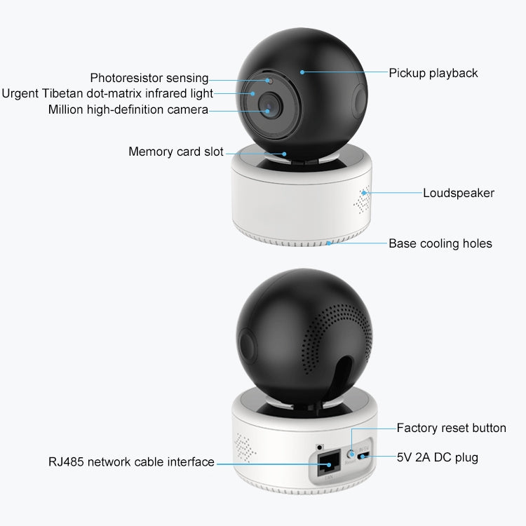 YT46 HD Wireless Indoor Network Shaking Head Camera, Support Motion Detection & Infrared Night Vision & Micro SD Card, UK Plug - Security by buy2fix | Online Shopping UK | buy2fix