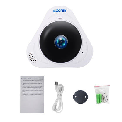 ESCAM Q8 960P 360 Degrees Fisheye Lens 1.3MP WiFi IP Camera, Support Motion Detection / Night Vision, IR Distance: 5-10m, AU Plug(White) - 360 Degree Camera by ESCAM | Online Shopping UK | buy2fix