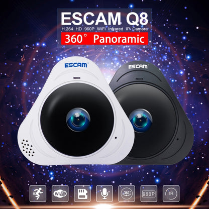 ESCAM Q8 960P 360 Degrees Fisheye Lens 1.3MP WiFi IP Camera, Support Motion Detection / Night Vision, IR Distance: 5-10m, AU Plug(White) - 360 Degree Camera by ESCAM | Online Shopping UK | buy2fix