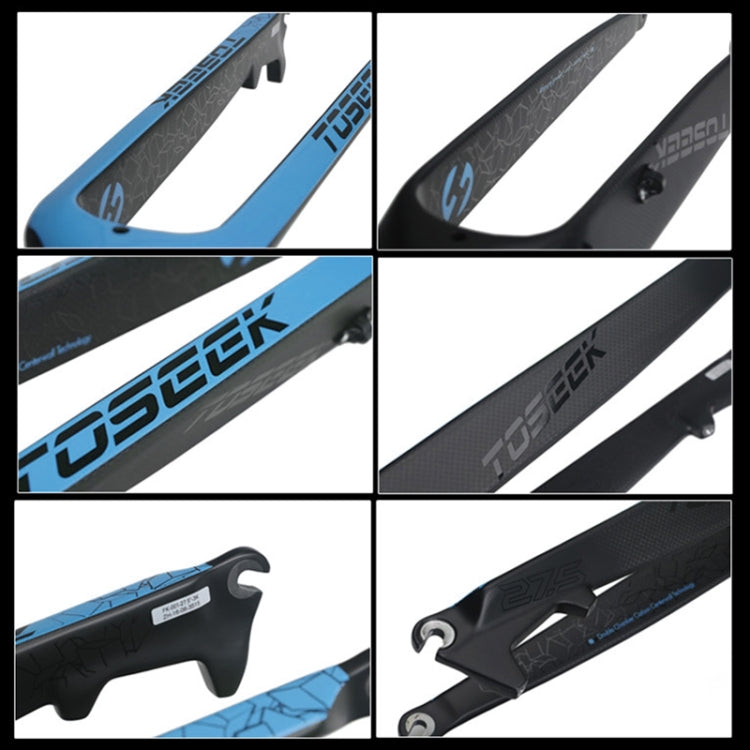 TOSEEK Ultra Light 27.5 Inch 405mm Mountain Bike Full Carbon Front Fork Straight Head Tube Disc Brake(Blue) - Front Fork by TOSEEK | Online Shopping UK | buy2fix