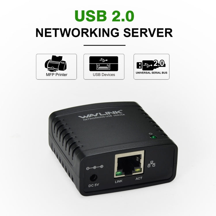 WAVLINK USB 2.0 Networking Server, EU Plug - Printer Accessories by WAVLINK | Online Shopping UK | buy2fix