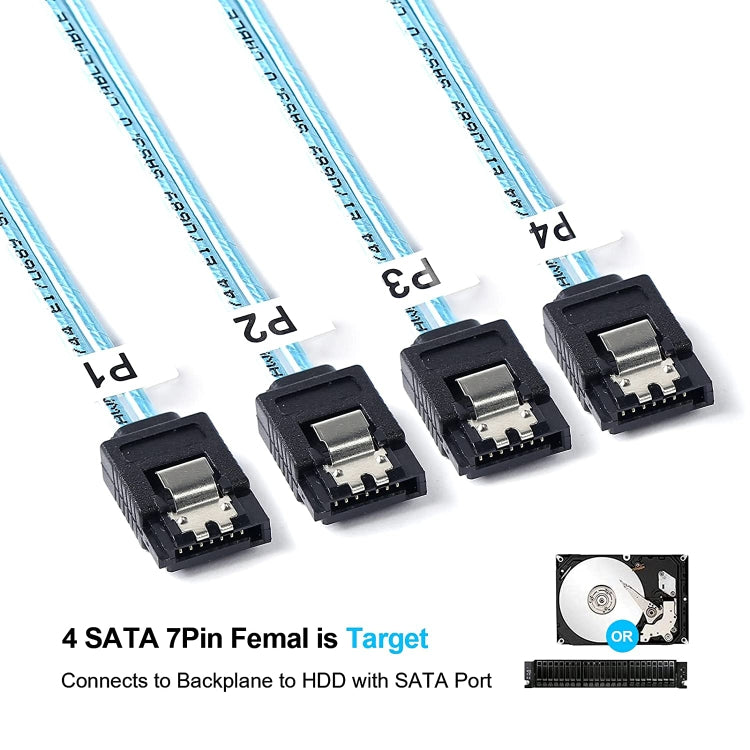 Mini SAS (SFF-8087) to 4 x SATA 7-Pin Female Forward Breakout 6Gbps Data Cable, Length: 50cm - eSATA & SATA & IDE by buy2fix | Online Shopping UK | buy2fix