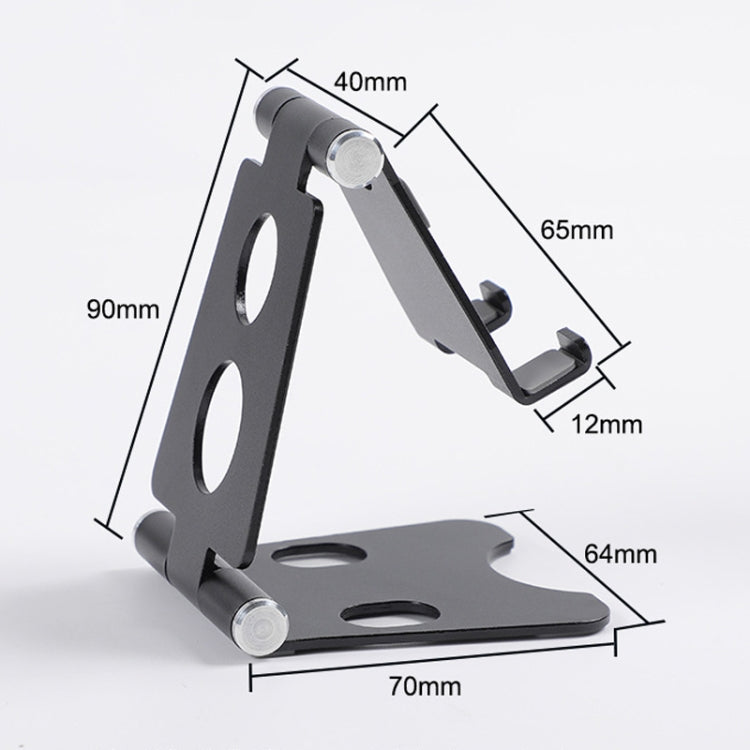 ROOSTAND R2 Aluminum Alloy Mobile Desktop Tablet Bracket Double Folding Lazy Artifact, Size: 6.4x7x9cm(Silver) - Desktop Holder by buy2fix | Online Shopping UK | buy2fix