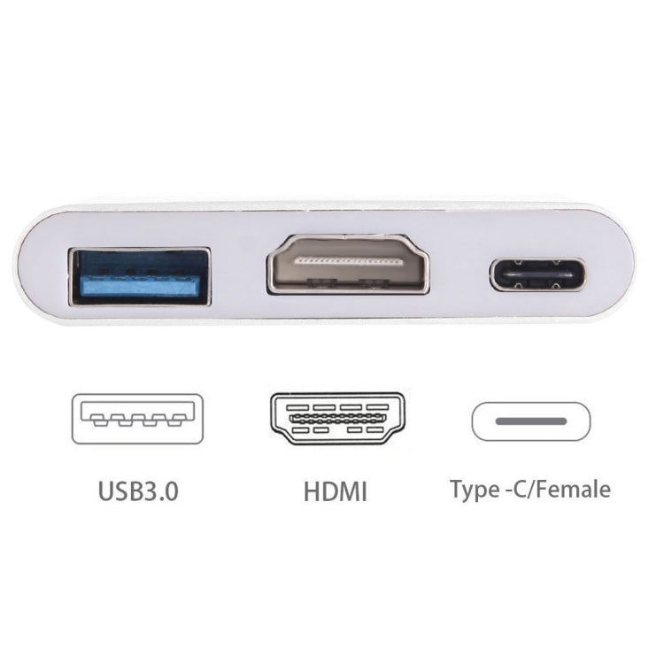 USB-C / Type-C 3.1 Male to USB-C / Type-C 3.1 Female & HDMI Female & USB 3.0 Female Adapter(Silver) - Computer & Networking by buy2fix | Online Shopping UK | buy2fix