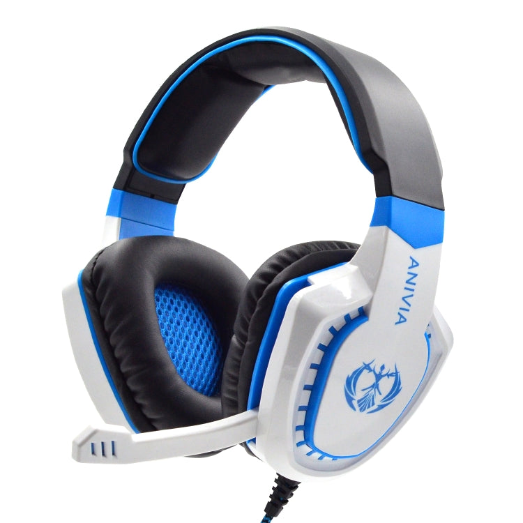 SADES AH-28 3.5mm Plug Wire-controlled Noise Reduction E-sports Gaming Headset with Retractable Microphone, Cable Length: 2m(White Blue) - Multimedia Headset by SADES | Online Shopping UK | buy2fix