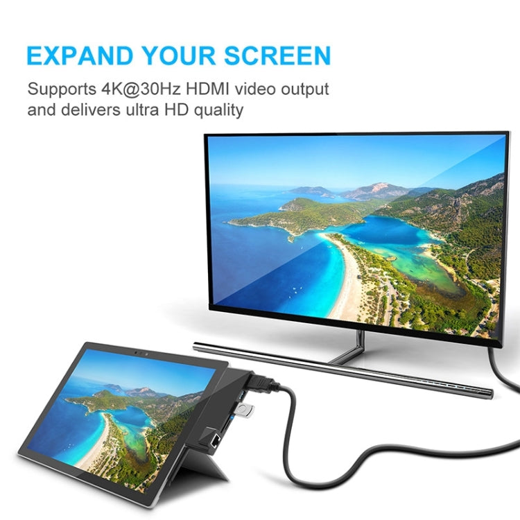 Rocketek SH768 6 in 1 RJ45 / USB 3.0 / HDMI / SD / TF HUB Adapter for Surface Pro 5 / 6 - USB 3.0 HUB by ROCKETEK | Online Shopping UK | buy2fix