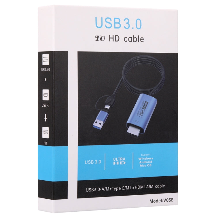 V05E USB 3.0 + USB-C / Type-C to HDMI Adapter Cable - Computer & Networking by buy2fix | Online Shopping UK | buy2fix