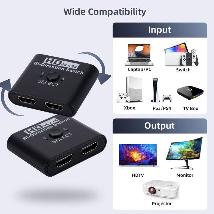 2 In 1 Out 4K HD Video Bi-Direction HDMI Switcher - Switch by buy2fix | Online Shopping UK | buy2fix