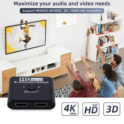 2 In 1 Out 4K HD Video Bi-Direction HDMI Switcher - Switch by buy2fix | Online Shopping UK | buy2fix