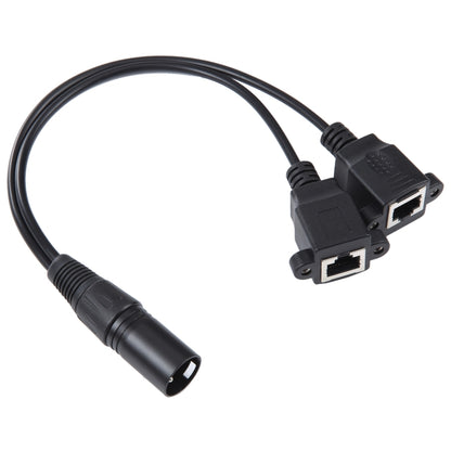 3-pin XLR Male to 2 x RJ45 Female Ethernet LAN Network Extension Cable, Cable Length: 30cm (Black) -  by buy2fix | Online Shopping UK | buy2fix