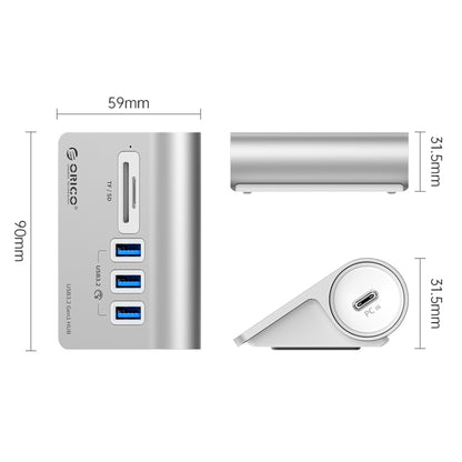 ORICO M3UT3 3-port USB 3.2 HUB with Card Reader (Silver) - USB 3.0 HUB by ORICO | Online Shopping UK | buy2fix