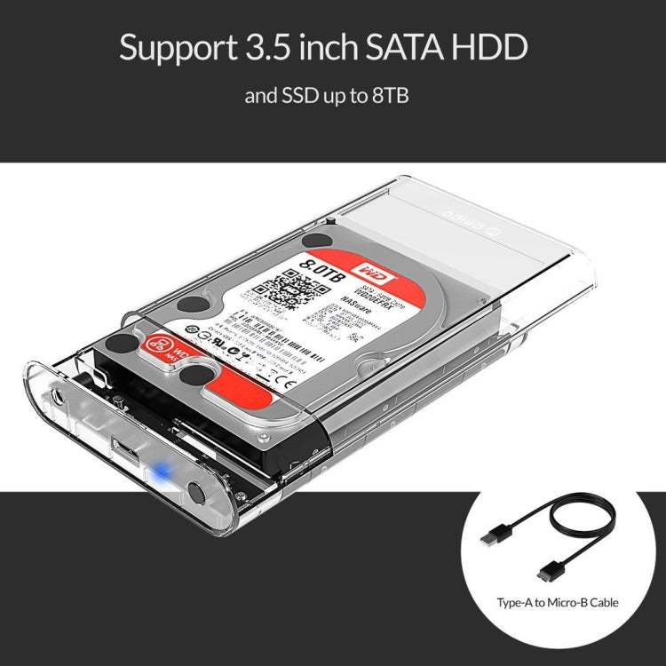 ORICO 3139U3 3.5 inch SATA HDD USB 3.0 Micro B External Hard Drive Enclosure Storage Case(Transparent) -  by ORICO | Online Shopping UK | buy2fix