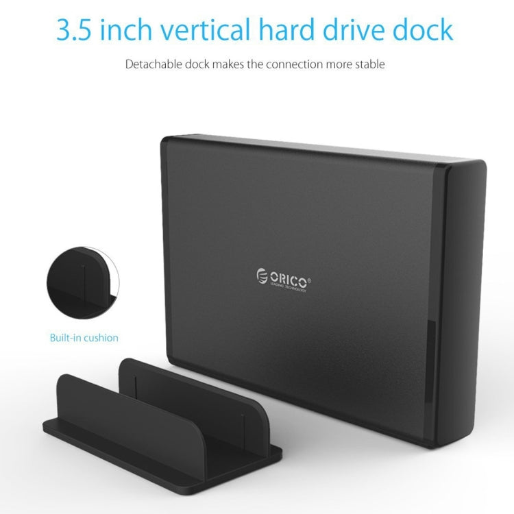 ORICO 7688U3 Vertical Aluminum External Hard Drive Enclosure Storage Case Hard Drive Dock for 3.5 inch SATA HDD(Black) - HDD Enclosure by ORICO | Online Shopping UK | buy2fix