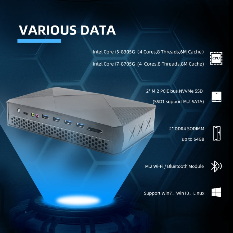 HYSTOU F9 Windows 10 / Linux System Gaming Mini PC, Intel Core i7-8809G 4 Core 8M Cache up to 4.20GHz, 64GB RAM+1TB SSD, US Plug - Windows Mini PCs by HYSTOU | Online Shopping UK | buy2fix