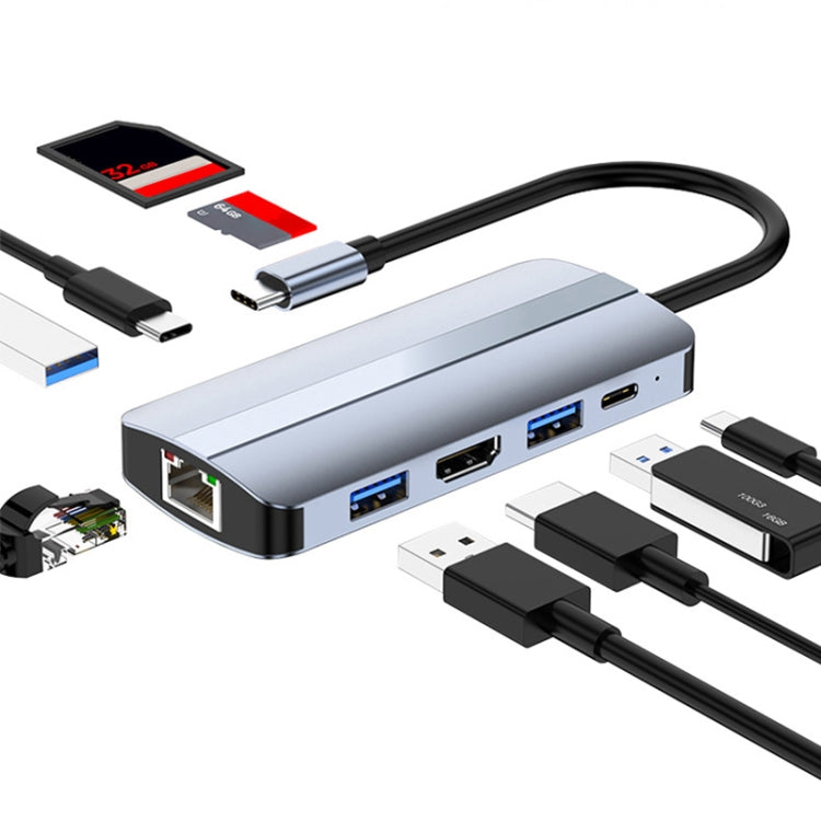 BYL-2206 9 in 1 USB-C / Type-C to USB Multifunctional Docking Station HUB Adapter - Computer & Networking by buy2fix | Online Shopping UK | buy2fix