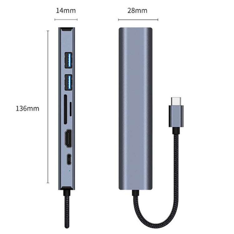 BYL-2303 7 in 1 USB-C / Type-C to USB Multifunctional Docking Station HUB Adapter - Computer & Networking by buy2fix | Online Shopping UK | buy2fix