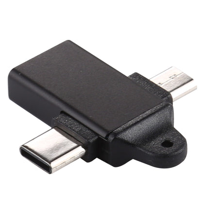 USB 3.0 Female to Type-C / USB-C Male + Micro Male Aluminium Alloy Adapter (Black) - Computer & Networking by buy2fix | Online Shopping UK | buy2fix