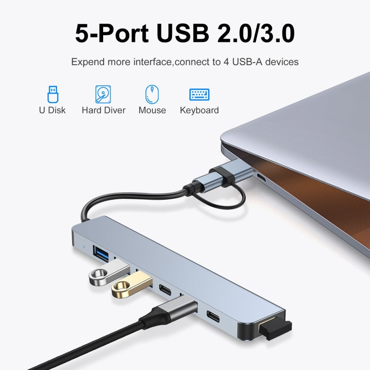 7 in 1 USB 3.0 and Type-C / USB-C to USB 3.0 USB 2.0 HUB Adapter - Computer & Networking by buy2fix | Online Shopping UK | buy2fix