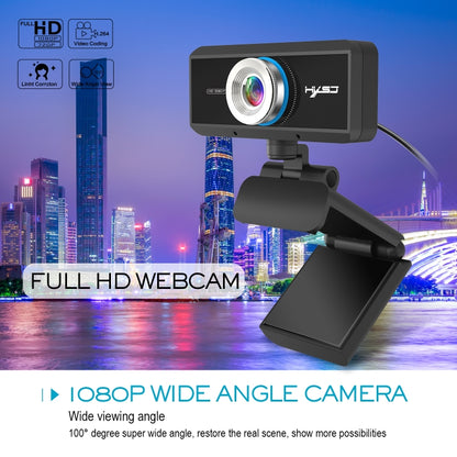 HXSJ S4 1080P Adjustable 180 Degree HD Manual Focus Video Webcam PC Camera with Microphone(Black) - Computer & Networking by HXSJ | Online Shopping UK | buy2fix