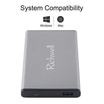 Richwell SATA R2-SATA-1TGB 1TB 2.5 inch USB3.0 Super Speed Interface Mobile Hard Disk Drive(Grey) - External Hard Drives by Richwell | Online Shopping UK | buy2fix