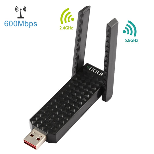 EDUP EP-AC1625 600Mbps 2.4G / 5.8GHz Dual Band Wireless 11AC USB 2.0 Adapter Network Card with 2 Antennas for Laptop / PC(Black) -  by EDUP | Online Shopping UK | buy2fix