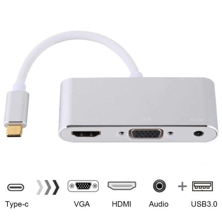 USB 2.0 + Audio Port + VGA + HDMI to USB-C / Type-C HUB Adapter (Silver) - Computer & Networking by buy2fix | Online Shopping UK | buy2fix