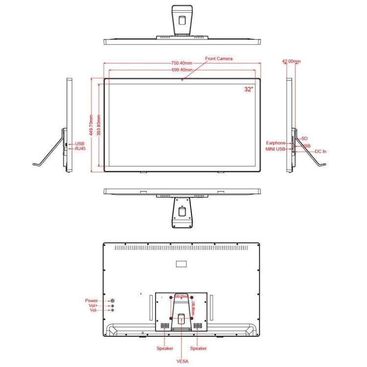 32 inch LCD Display Digital Photo Frame, RK3399 Dual-core A72 + Quad-core A53 up to 2.0GHz, Android 7.1, 2GB+16GB, Support WiFi & Ethernet & Bluetooth & SD Card & 3.5mm Jack - Consumer Electronics by buy2fix | Online Shopping UK | buy2fix