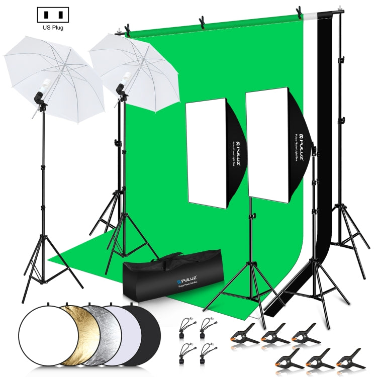 PULUZ LED Light Studio Softbox Photography Kit with Background & Reflective & Tripod Mount & Sandbags (US Plug) - Stand Bracket by PULUZ | Online Shopping UK | buy2fix