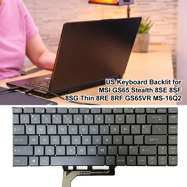 US Version Laptop Keyboard with Backlight for MSI GS65 / GS65VR / MS-16Q2 / Stealth 8SE /8SF / 8SG /Thin 8RE / Thin 8RF (Grey) - Replacement Keyboards by buy2fix | Online Shopping UK | buy2fix