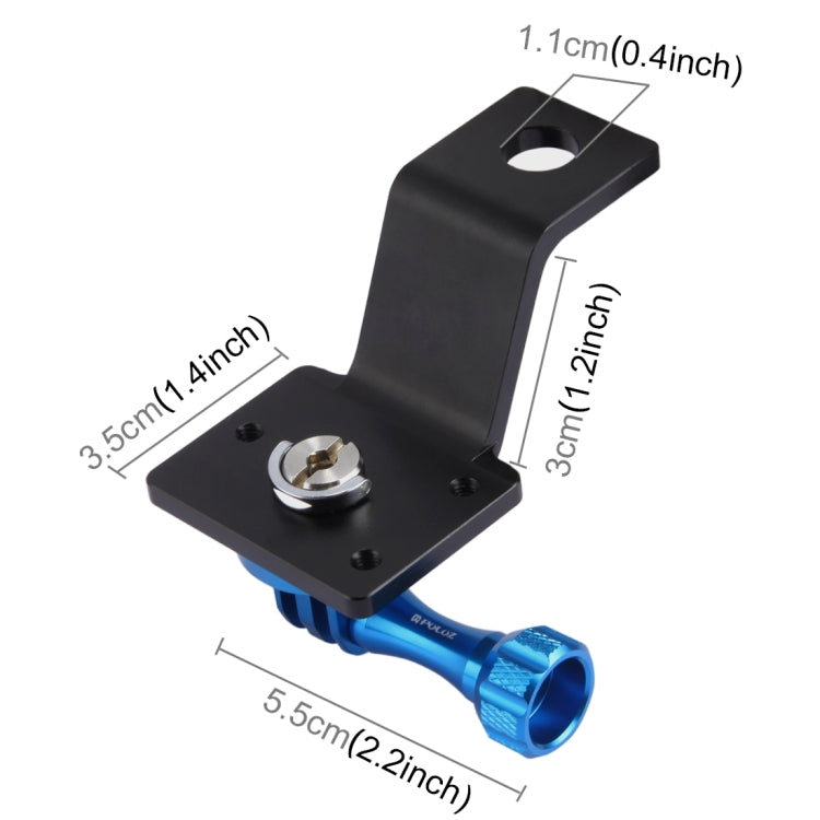 PULUZ Aluminum Alloy Motorcycle Fixed Holder Mount with Tripod Adapter & Screw for GoPro Hero11 Black / HERO10 Black /9 Black /8 Black /7 /6 /5 /5 Session /4 Session /4 /3+ /3 /2 /1, DJI Osmo Action and Other Action Cameras(Blue) - DJI & GoPro Accessories by PULUZ | Online Shopping UK | buy2fix