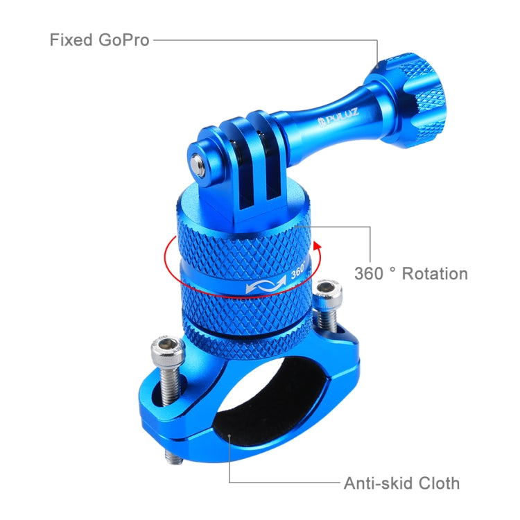 PULUZ 360 Degree Rotation Bike Aluminum Handlebar Adapter Mount with Screw for GoPro Hero11 Black / HERO10 Black /9 Black /8 Black /7 /6 /5 /5 Session /4 Session /4 /3+ /3 /2 /1, DJI Osmo Action and Other Action Cameras(Blue) - DJI & GoPro Accessories by PULUZ | Online Shopping UK | buy2fix