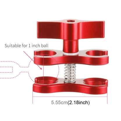 PULUZ Dual Ball Clamp Open Hole Diving Camera Bracket CNC Aluminum Spring Flashlight Clamp for Diving Underwater Photography System(Red) - Camera Accessories by PULUZ | Online Shopping UK | buy2fix