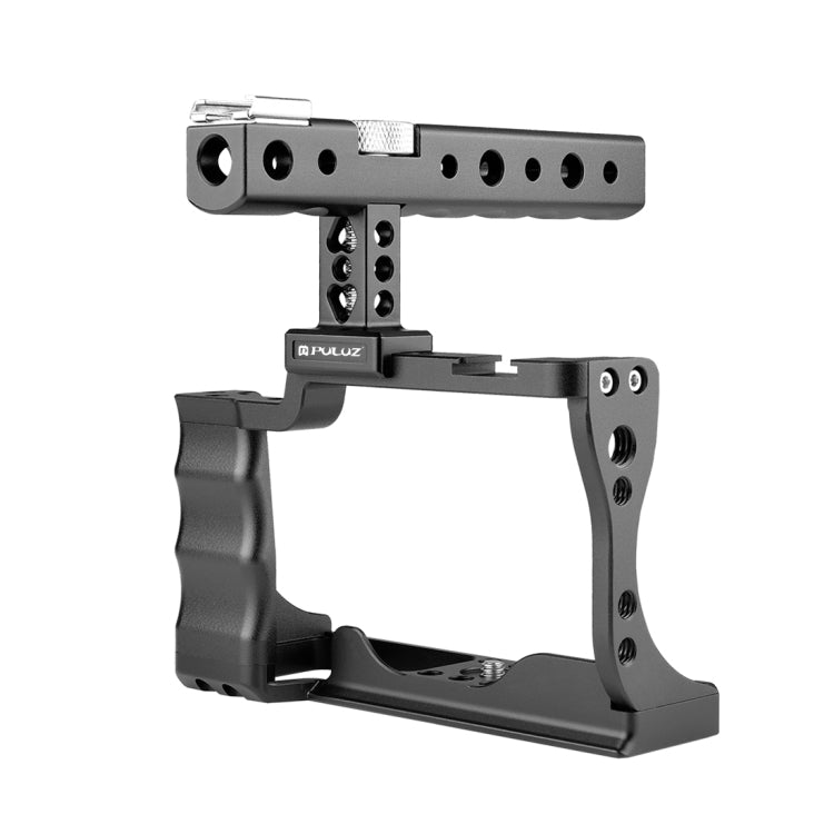 PULUZ Video Camera Cage Stabilizer with Handle for Canon EOS M50(Black) - Camera Accessories by PULUZ | Online Shopping UK | buy2fix