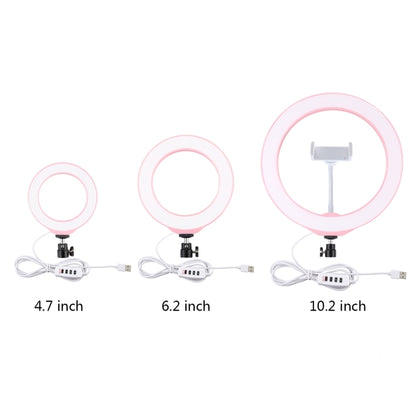 PULUZ 10.2 inch 26cm USB 3 Modes Dimmable LED Ring Vlogging Selfie Beauty Photography Video Lights with Tripod Ball Head & Phone Clamp(Pink) - Consumer Electronics by PULUZ | Online Shopping UK | buy2fix