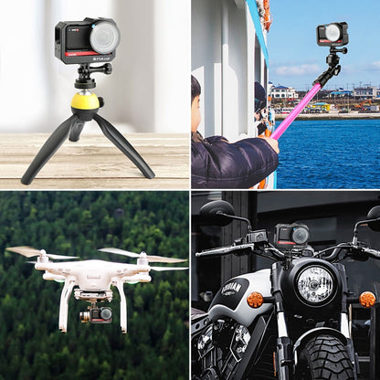 PULUZ Aluminum alloy Frame Mount Protective Case Cage with Cold Shoe Base Slot & Tripod Base Adapter for Insta360 One R(Black) - Mount & Holder by PULUZ | Online Shopping UK | buy2fix