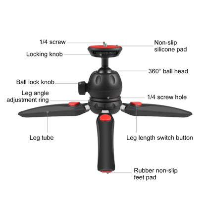 PULUZ Mini VLOG Live Stabilizer Stand Tripod with Phone Clamp for Smartphones (Red) - Stand by PULUZ | Online Shopping UK | buy2fix