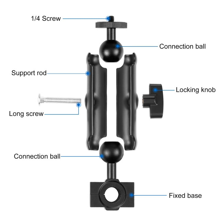 PULUZ Motorcycle Holder Rearview Mirror Fixed Mount for GoPro and Other Action Cameras (Black) - DJI & GoPro Accessories by PULUZ | Online Shopping UK | buy2fix