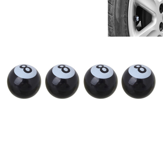 Universal 8mm American Billiards No.8 Ball Style Plastic Car Tire Valve Caps, Pack of 4(Black) - In Car by buy2fix | Online Shopping UK | buy2fix