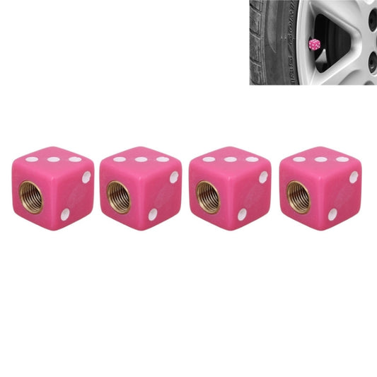 Universal 8mm Dice Style Plastic Car Tire Valve Caps, Pack of 4(Magenta) - In Car by buy2fix | Online Shopping UK | buy2fix