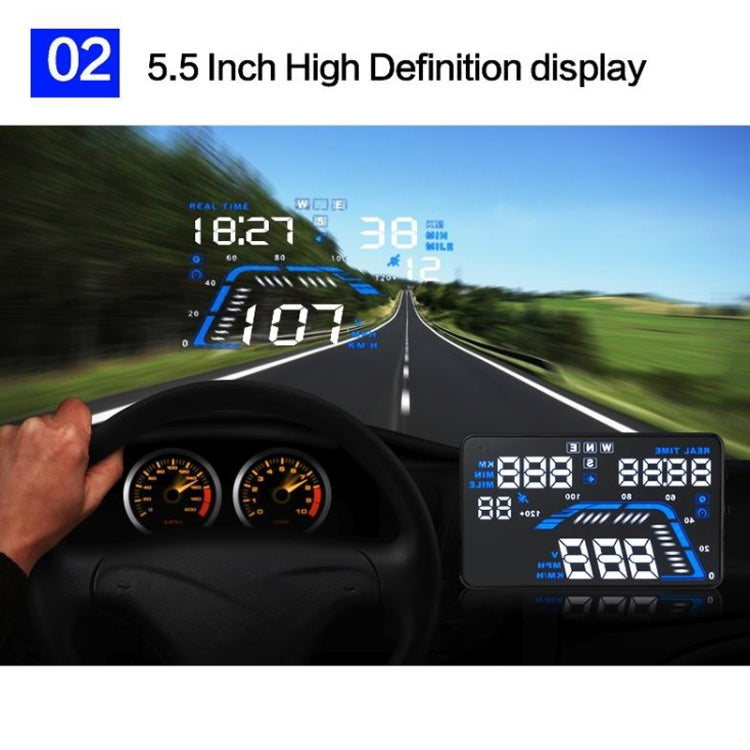 Q7 5.5 inch Car GPS HUD Vehicle-mounted Head Up Display Security System, Support Speed & Real Time & Altitude & Over Speed Alarm & Satellite Number, etc. - Head Up Display System by buy2fix | Online Shopping UK | buy2fix