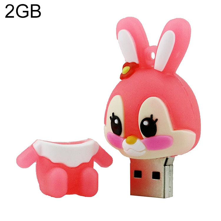 Cartoon Bunny Style Silicone USB 2.0 Flash disk, Special for All Kinds of Festival Day Gifts，Pink (2GB) - USB Flash Drives by buy2fix | Online Shopping UK | buy2fix