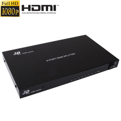 1 x 8 Full HD 1080P HDMI Splitter with Switch, V1.4 Version, Support 3D & 4K x 2K(Black) - Splitter by buy2fix | Online Shopping UK | buy2fix