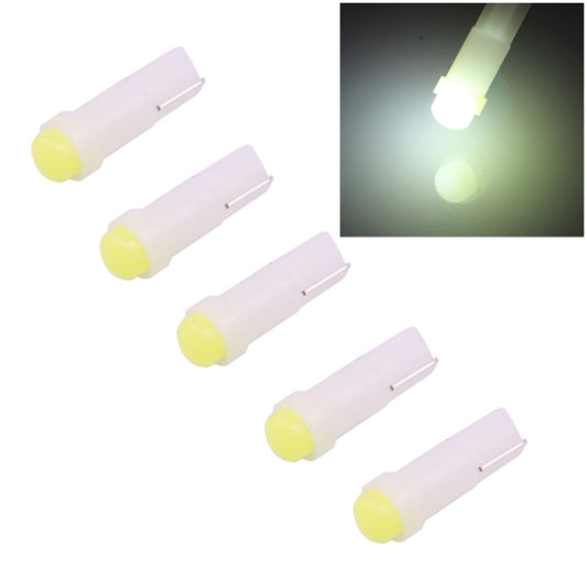 5 PCS T5 0.5W 20LM White Light 1 LED COB LED Instrument Light Bulb Dashboard Light for Vehicles, DC 12V(White) - Instrument Lights by buy2fix | Online Shopping UK | buy2fix