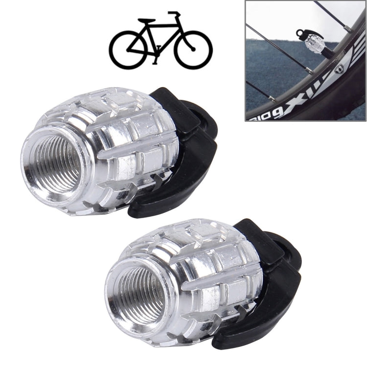 2 PCS Universal Grenade Shaped Bicycle Tire Valve Caps(Silver) -  by buy2fix | Online Shopping UK | buy2fix