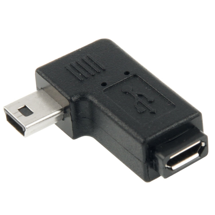 90 Degree Micro USB to Mini USB Adapter(Black) - Computer & Networking by buy2fix | Online Shopping UK | buy2fix