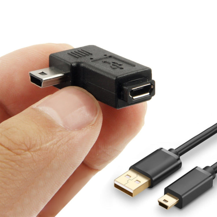 90 Degree Micro USB to Mini USB Adapter(Black) - Computer & Networking by buy2fix | Online Shopping UK | buy2fix