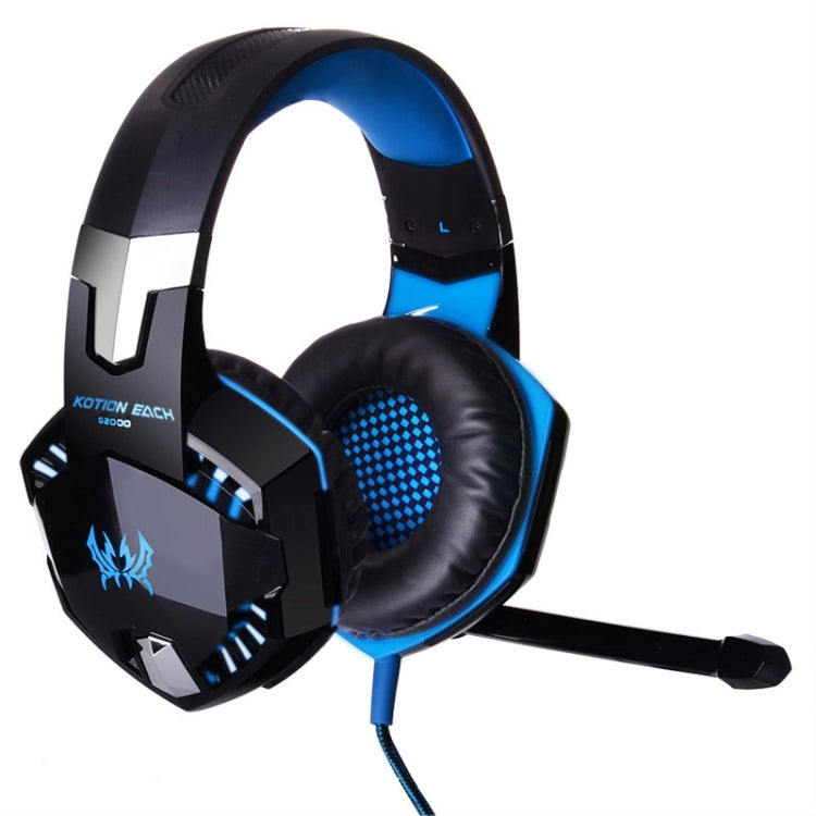 EACH G2000 Over-ear Stereo Bass Gaming Headset with Mic & LED Light for Computer, Cable Length: 2.2m(Blue) - Multimedia Headset by KOTION EACH | Online Shopping UK | buy2fix