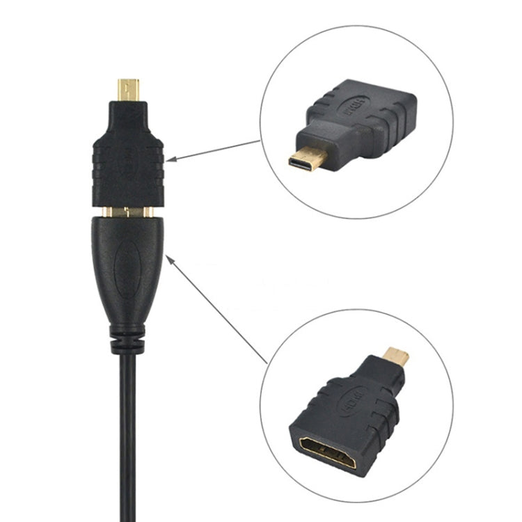 Micro HDMI Male to HDMI Female Adapter (Gold Plated)(Black) - Adapter by buy2fix | Online Shopping UK | buy2fix